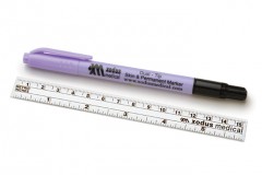 Dual Markierstift, Hautmarker / Permanentmarker, runder Stift, mit flexiblem Lineal